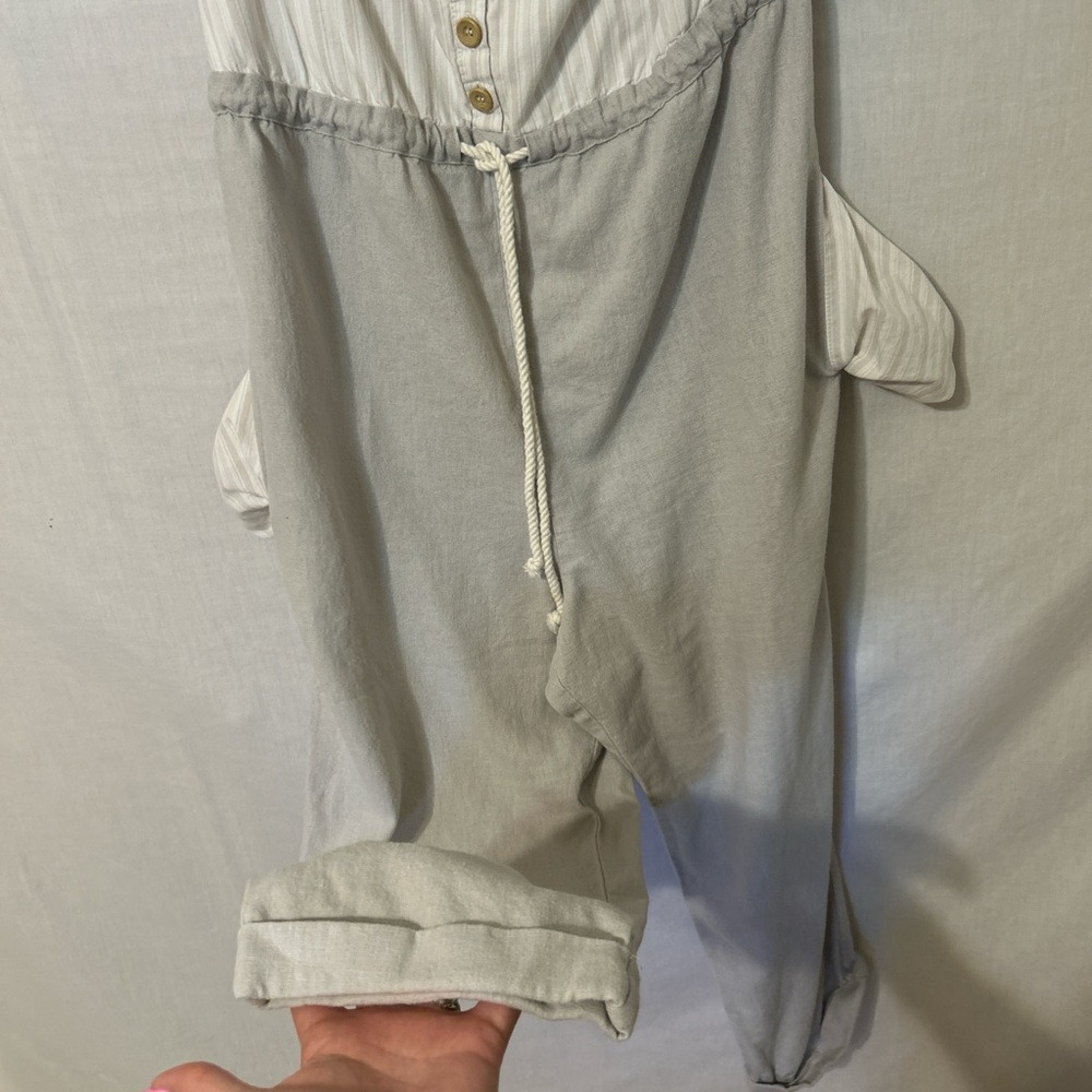 Gray and White Halter Jumpsuit - Picture 2 of 5